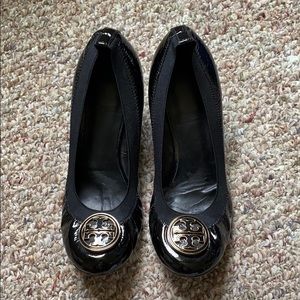 Black Tory Burch Leather Wedges
